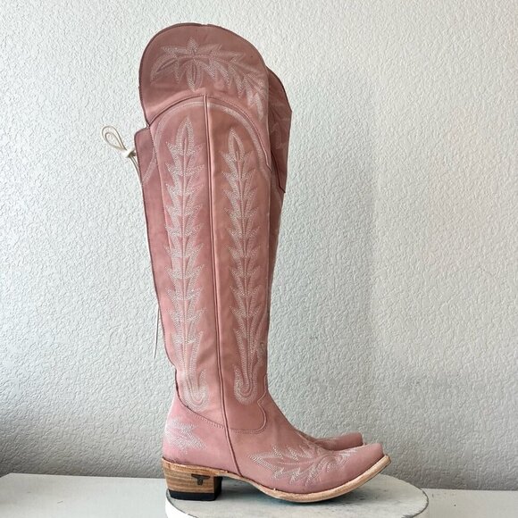 Lane LEXINGTON Over the Knee Womens Cowboy Boots 7.5 Pink Western Cowgirl Tall - Picture 2 of 16